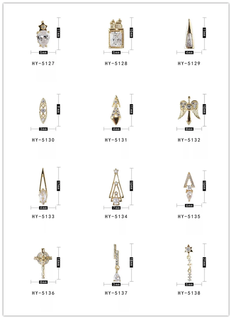 20 шт./упак. Роскошный кулон циркон 3d-украшения для ногтей сплав Золотой классический кристалл маникюр Дизайн Ювелирные изделия Аксессуары