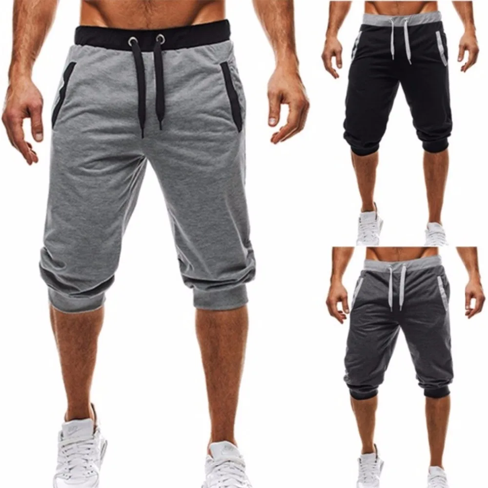 Летние мужские шорты для отдыха, мужские высотой до колена, Цветные Лоскутные короткие спортивные штаны