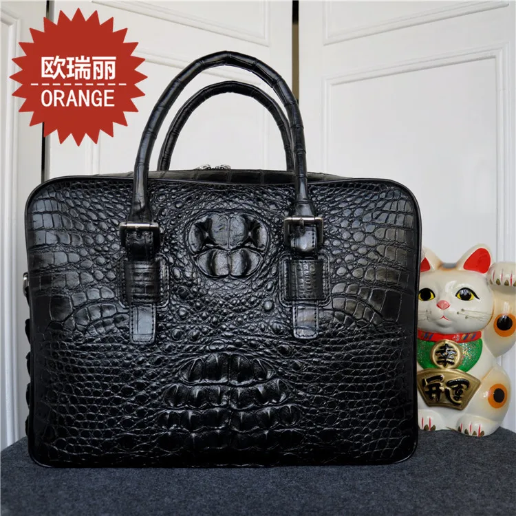 

Imported Nile crocodile skin, male bag skull, briefcase, high-end men's bag, square computer bag, Guangzhou wholesale.