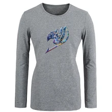 Fairy tail símbolo camiseta Para Mujeres niñas de manga larga Tee Tops Impreso Creativo Camiseta cosplay Anime fans Casuales ropa