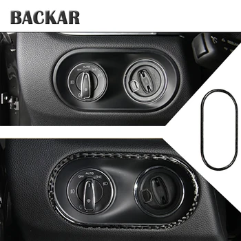

BACKAR Carbon Fiber Car Headlight Switch Frame Lamp Control Press Button Rack Accessories For Porsche Macan 2015 2016 2017 2018