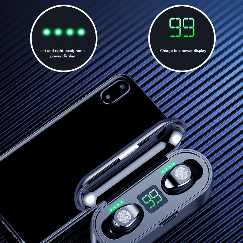 Настоящие Bluetooth наушники 5,0 TWS Беспроводная мини-гарнитура дисплей питания наушники с зарядным устройством спортивные наушники для игр для Iphone