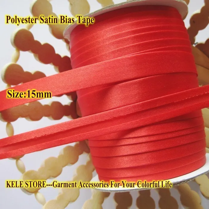 

Free shipment-Polyester satin Bias Tape size:15mm,width: 5/8" col Red, $12/lot 144yds/roll/lot for sewing,homework for DIY, RED