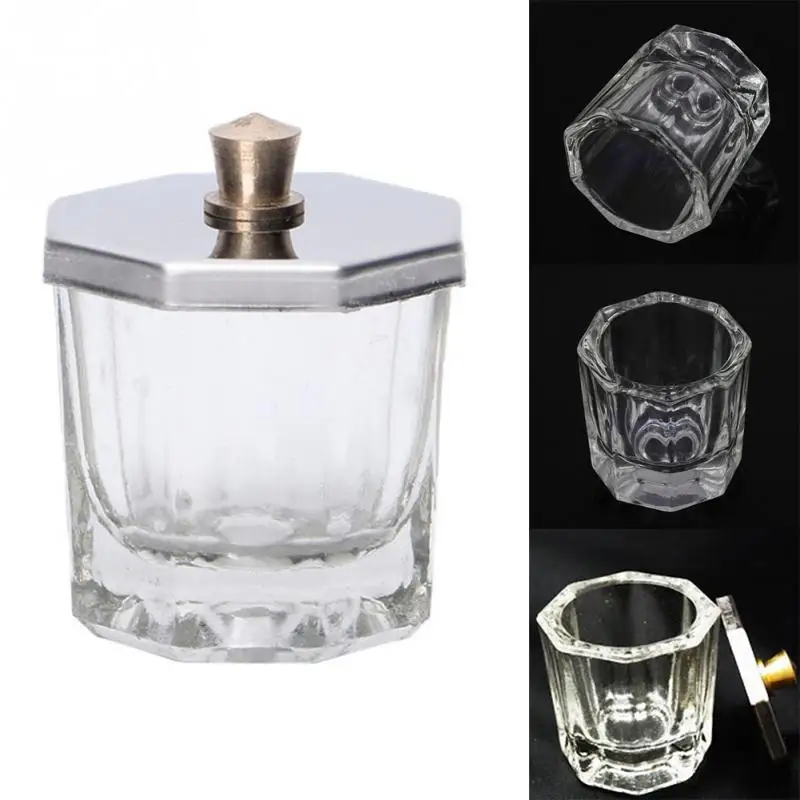 

Octagonal Nail Art Acrylic Crystal Glass Dappen Dish Bowl Cup Clear Nail Tools with Lid Nail Art Acrylic Crystal Glass Cup
