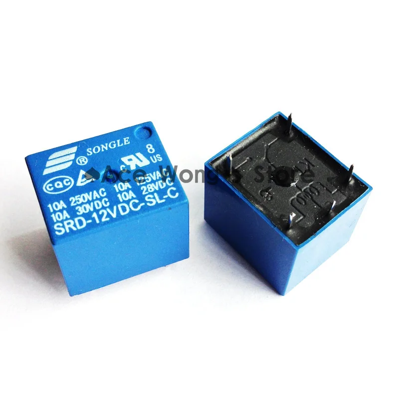 

(100 PCS/LOT) 12V DC SONGLE Power Relay SRD-12VDC-SL-C PCB Type In stock