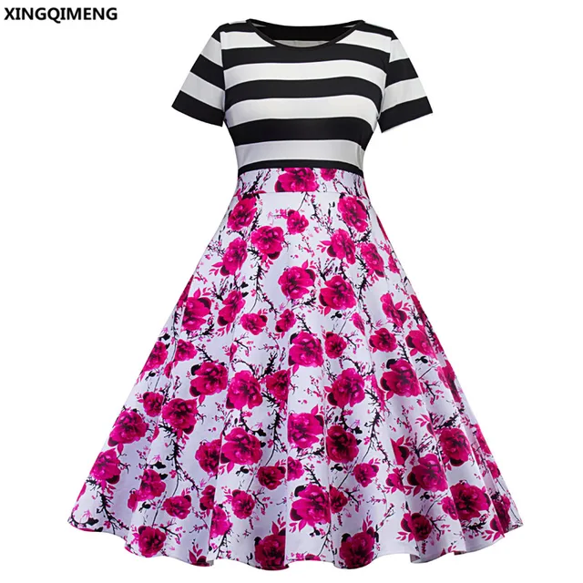 Black and White Stripe Cocktail Dress