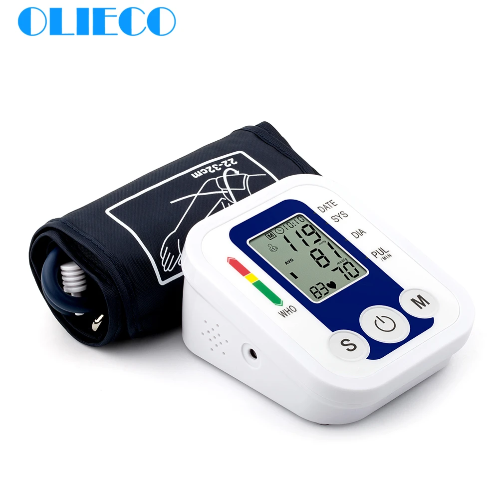 

OLIECO Automatic Digital Upper Arm Blood Pressure Monitor Heart Beat Rate Pulse Meter Tonometer BP Sphygmomanometers Pulsometer