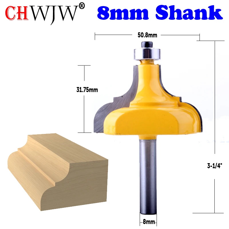 CHWJW 1PC 8mm Shank Picture Frame / Molding Router Bit Large Trimming Wood Milling Cutter for