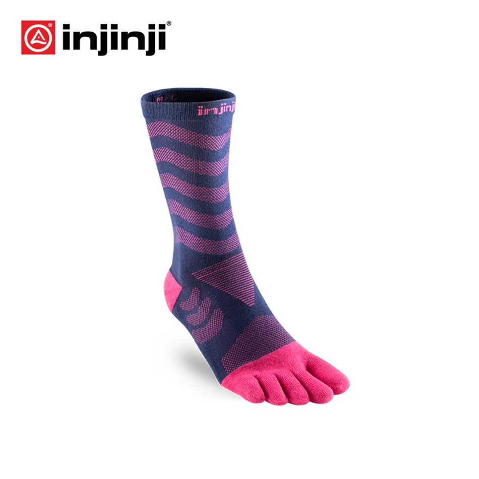 Injinji Five-finger Cycling socks MidWeight CREW CoolMax Super-running Series Five fingers Outdoor Female Running Leg Toe