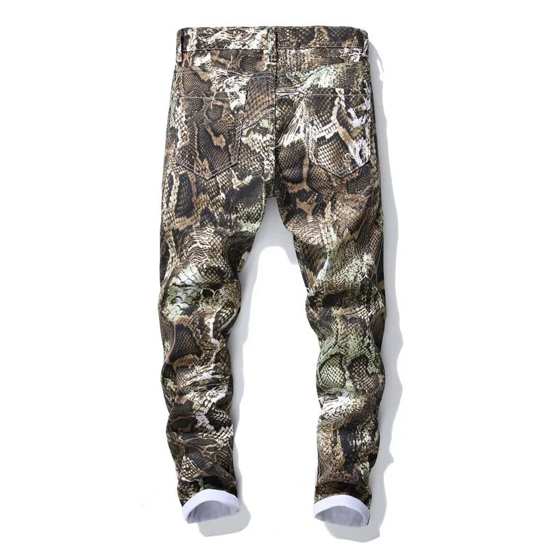 Mcikkny Fashion Men's Snake Skin Jeans Pants Slim Fit Casual Denim Trousers For Male Night Club Wear Size 29-38 (6)
