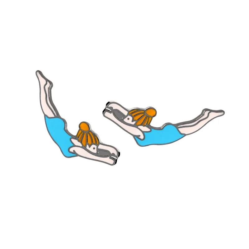 

Divers Metallic Enamel Brooch Cute Cartoon Female Swimmer Badge Pin Trendy Temperament Women's Costume Jewelry Gift