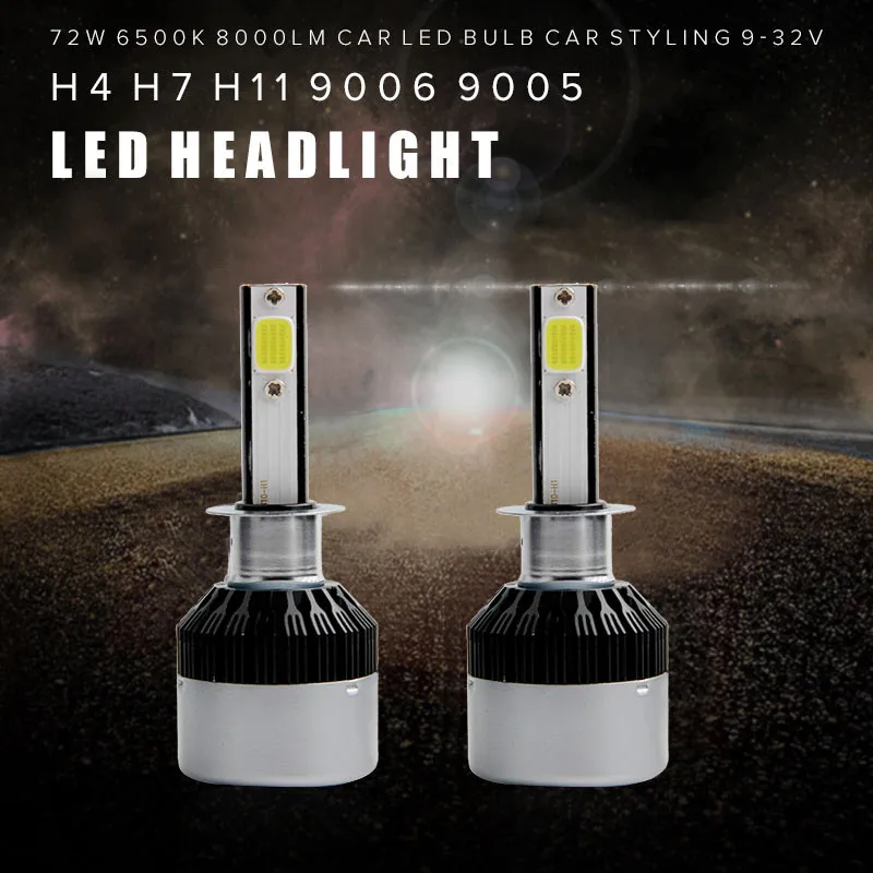 H1 72W 8000LM LED Headlight Conversion Kit Car Beam Bulb Driving Lamp 6500K (4)