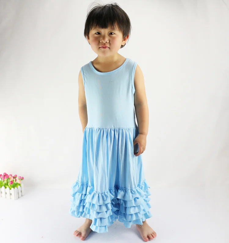 

2016 Real Mid-calf Cotton Lace Elsa Girls Children Casual Dresses Summer Kids Halter Dress Style Brand New Beach Girl 003