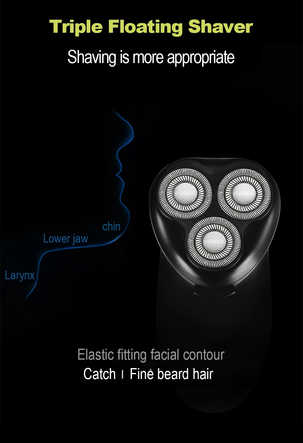 Máquina de Barbear Barbeador para Rosto Barbeador Elétrico Homem Triplo Lâmina Flutuante Recarregável Trimmer Preto Ps195 3d 4 Cheap Barbeadores elétricos