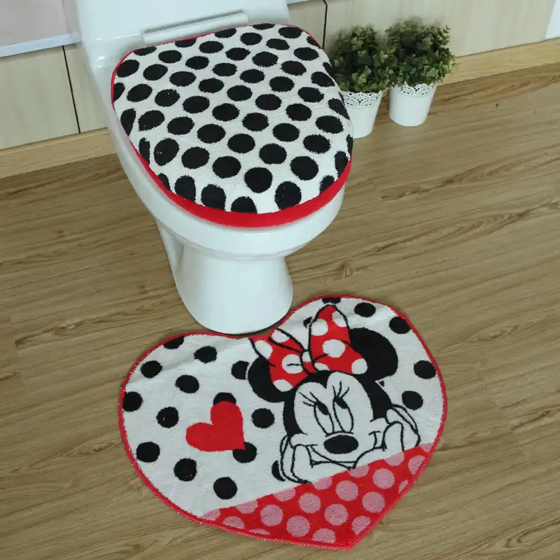 3pcs Set Pink Strawberry Toilet Bathroom Mat Seat Toilet Set Bathroom Mat Seat