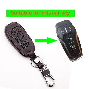 

5 button smart Key Case For Ford Ranger Fusion Focus 2 3 Explorer Accessories KA Galaxy S C-Max Genuine Leather Key Cover shell