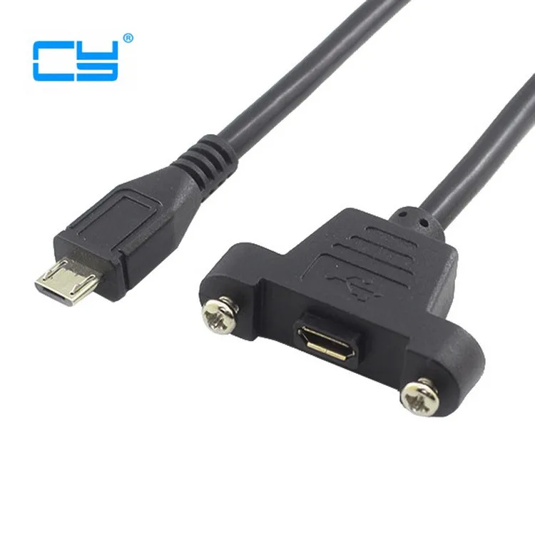 Micro-USB 5pin Micro USB USB 2.0 Male Connector to Micro USB 2.0 Female Extension Cable 30cm 50cm With screws Panel Mount Hole