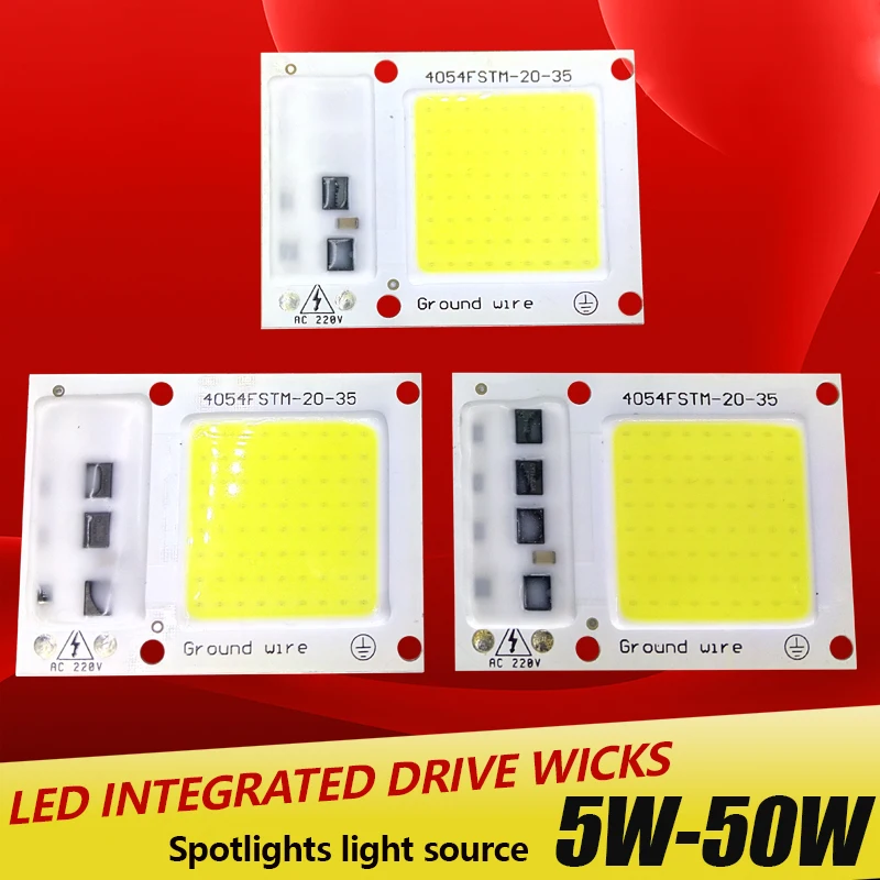 

LED COB Lamp Chip 5W 15W 25W 35W 50W 220V Input Smart IC Driver Fit For DIY LED Floodlight Spotlight Cold White Warm White