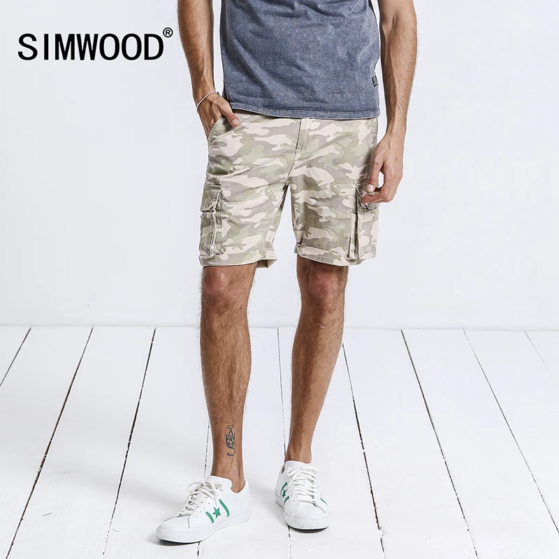 SIMWOOD 2019 Летние Новые камуфляжные мужские шорты Карго Slim Fit плюс размер модные с