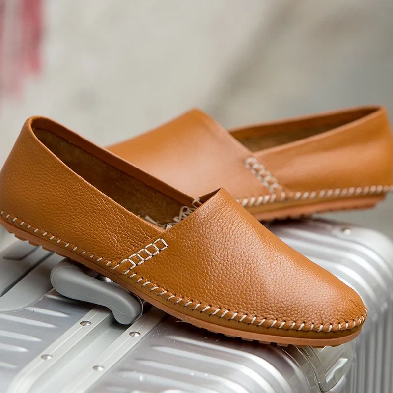 En Mocassins De Noir Cuir bleu Conduite chocolat Classiques Sans Printemps blanc Véritable Loisirs Lacets jaune Autumm Hommes Chaussures Plates 0B6wq1d
