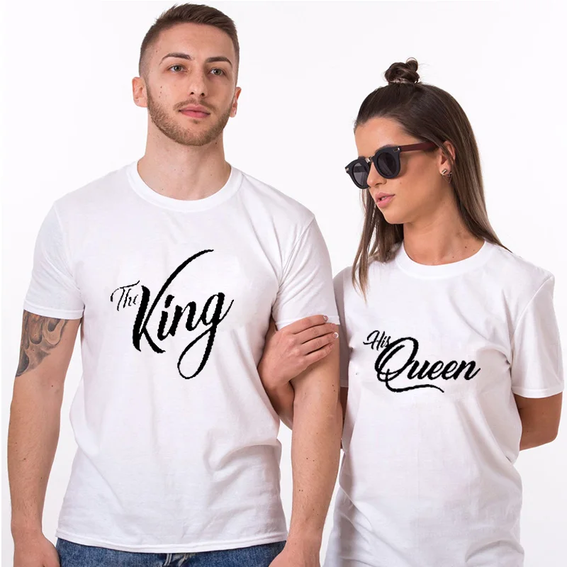 Enjoythespirit пара унисекс футболка король и королева смешные соответствующие