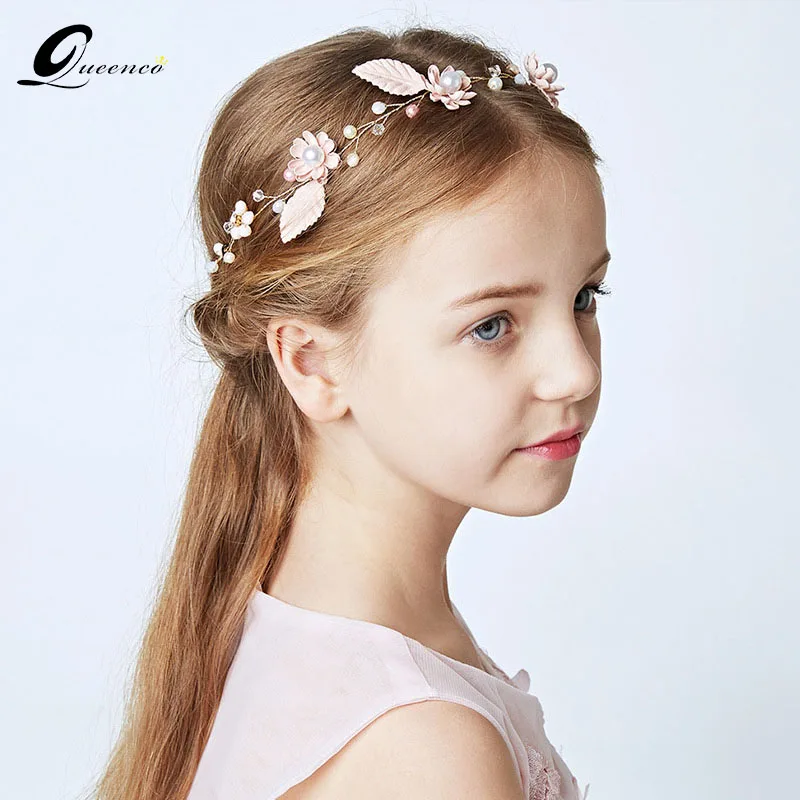 Pink Floral Headband Bridesmaid Hair Accessories Pearl Handmade