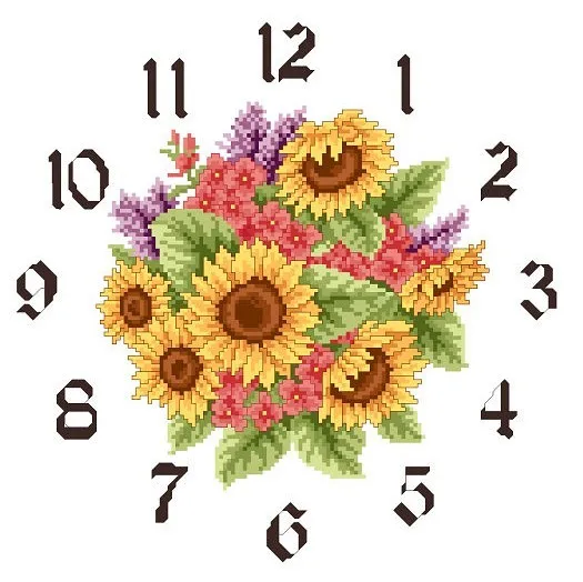 

Embroidery Package Hot Sell Best Quality Cross Stitch Kits Sunflower with Clock Free Shipping