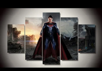 

2017 Unframed Printed 5 pieces superman wall paintings living room sofa background home decoration print poster picture canvas