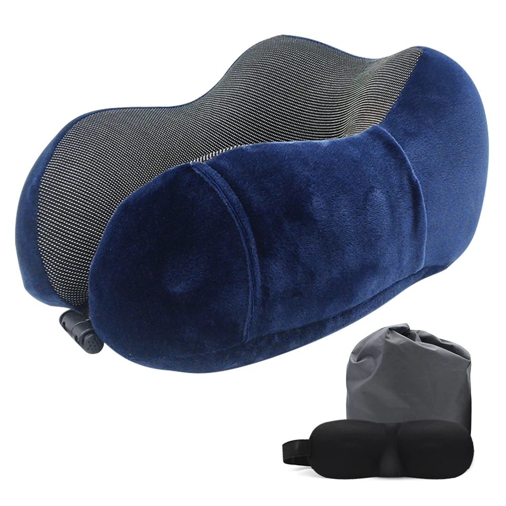 1 шт. u-образные подушки для шеи из пены памяти мягкая медленная отскока, дорожная подушка, твердый шейный затылочный медицинский постельные принадлежности, подушки - Цвет: navy 2