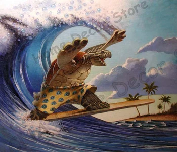 

New 5D DIY embroidery Diamond Painting Surfing turtle 3D Cross Stitch kits Mosaic animal paintings home decor wall stickers