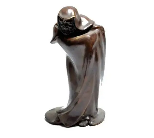 

Chinese Bronze Gilt Arhat Ancestor Damo Dharma Bodhidharma Buddha Bowl Statue
