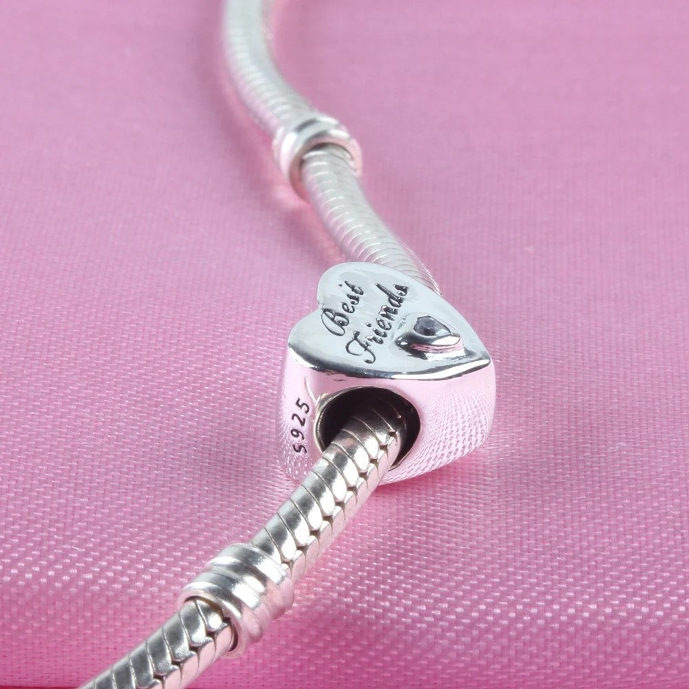 ZMZY Твердые оригинальные подвески из стерлингового серебра 925 пробы лучшие друзья CZ сердце Шарм «любовь» Pandora браслет для женщин подарок