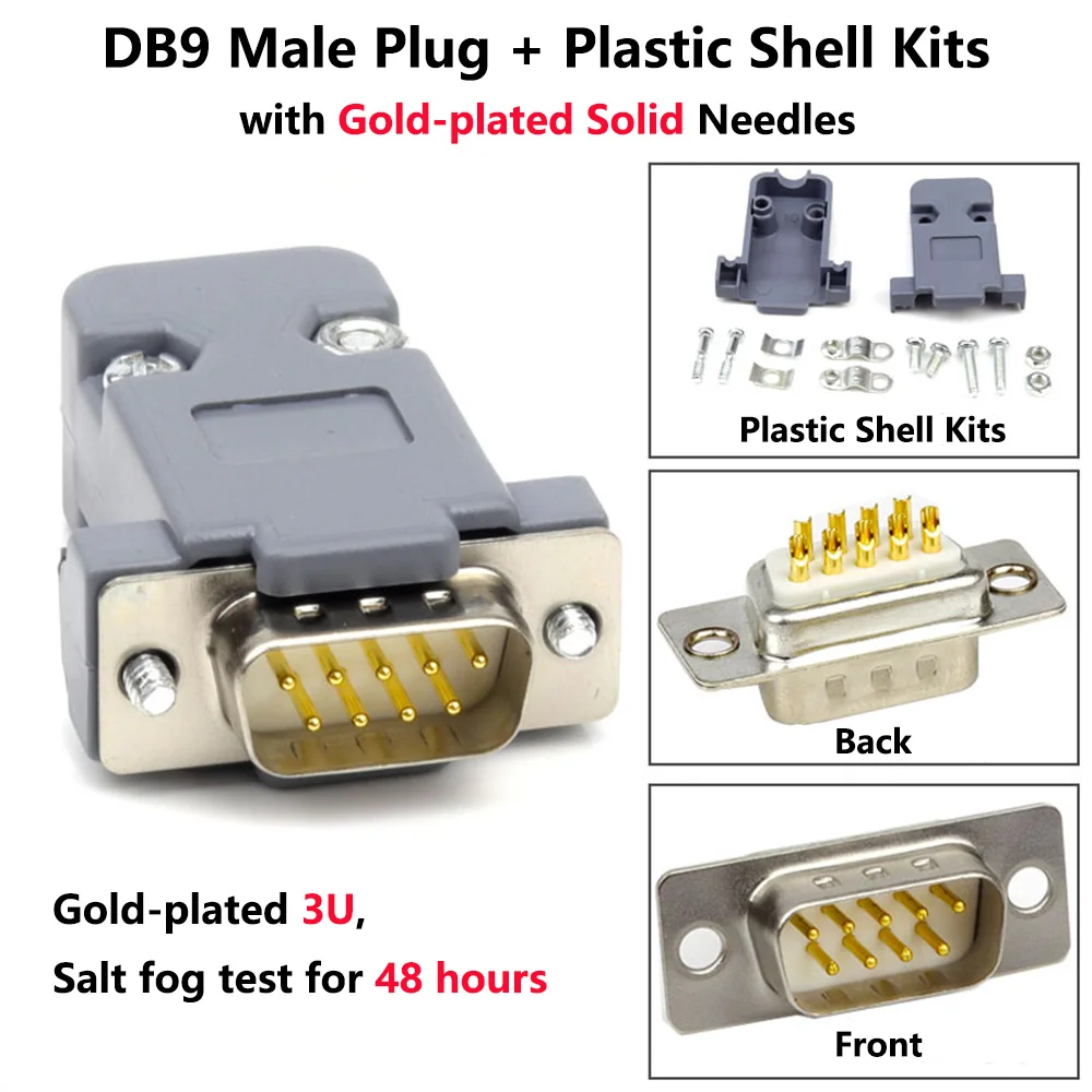 DB9 Male Plug Plastic Shell Kit RS232 9 Pin Serial Port Connector RS485