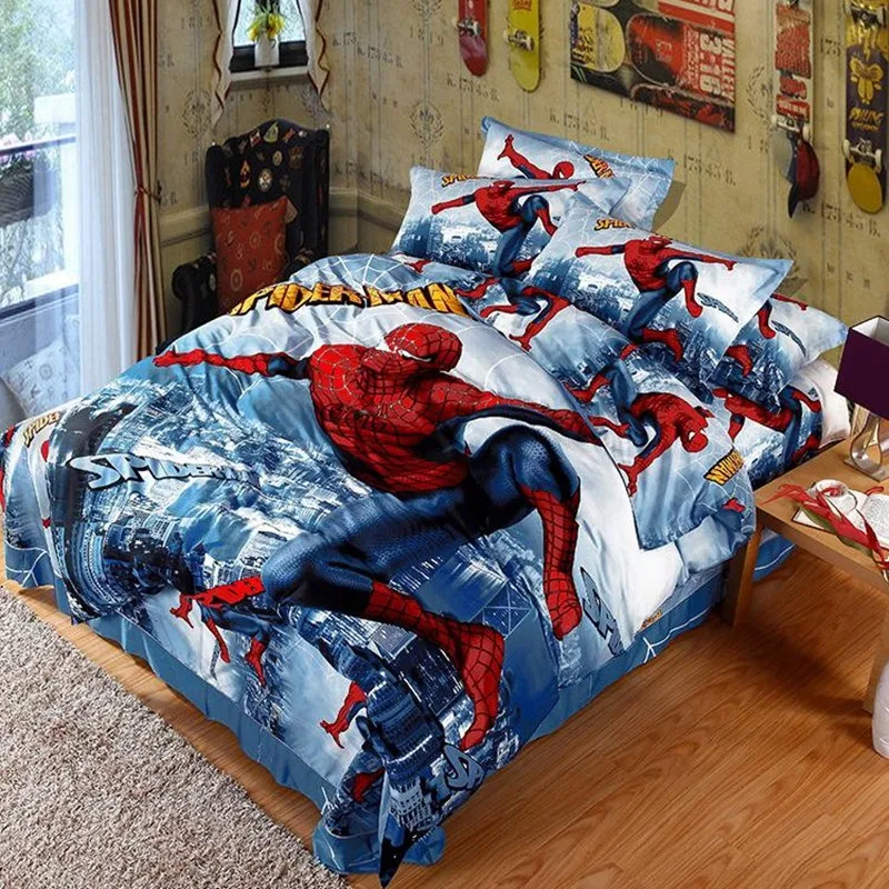 

2018 Pure cotton cartoon spider-man cotton children's bedding four-piece D-100