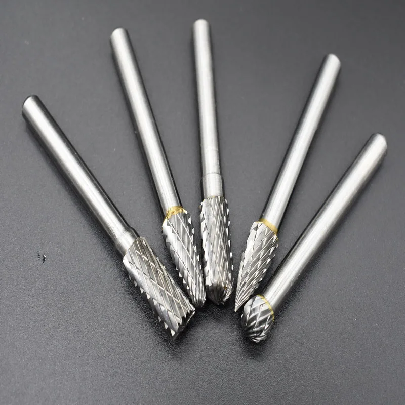 5PC High Speed Steel Carbide Burr Rotary Cutter Files Set Woodworking Shank 6mm