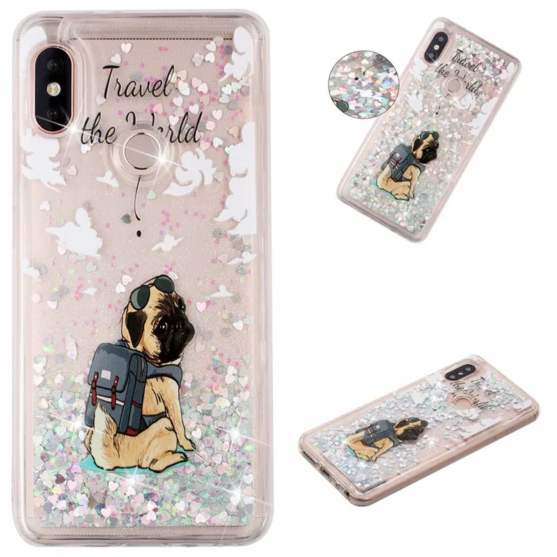 Phone Case For Xiaomi Redmi Note 5 Pro Protective Shell Glitter Shine Quicksand Shockproof Transparent Cute Back Cover Soft TPU |