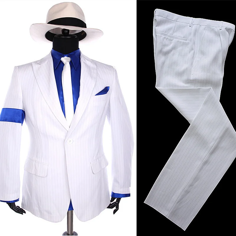 Редкие МД Майкл Джексон костюм Майкла Джексона на Хэллоуин классический белой полосой Тощий вечерние Повседневное костюм полный наряд