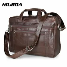 NIUBOA 100% Genuino Bolso de Cuero de Alta Calidad de Los Hombres Bolso de la Cartera Bolsas de Mensajero de cuero de Vaca de Negocio Del Euro 17 “Bolsas para Portátiles