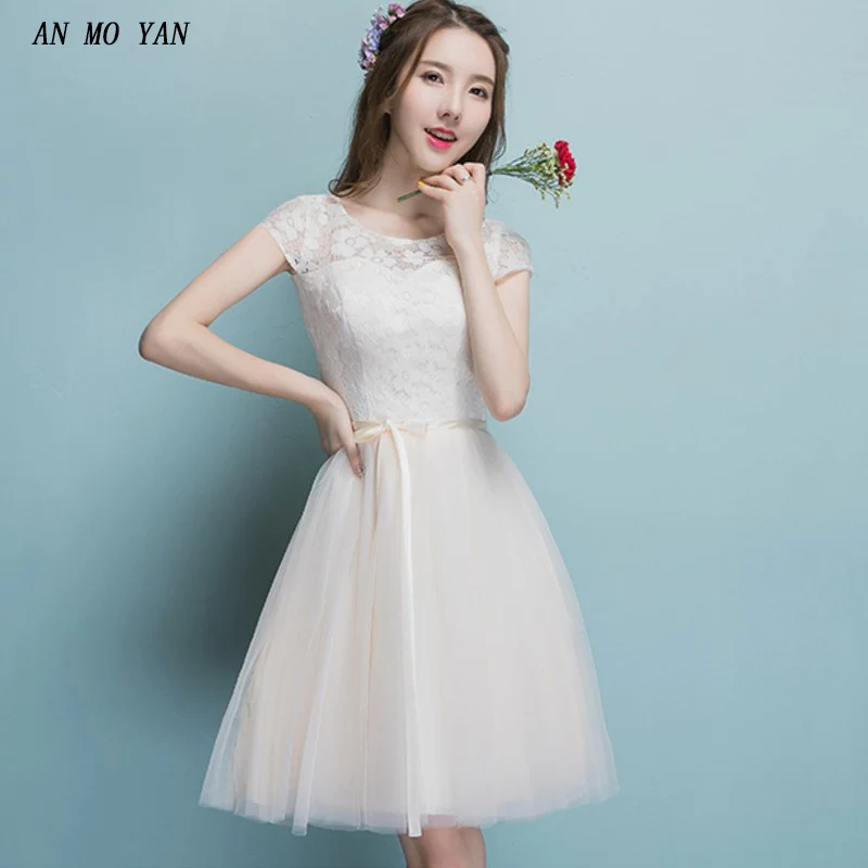 

2018 New Brand AN MO YAN High Quality Spring Women's White Dress Belt Stitching Lace Harajuku Slim Party Clothing Commuter Style
