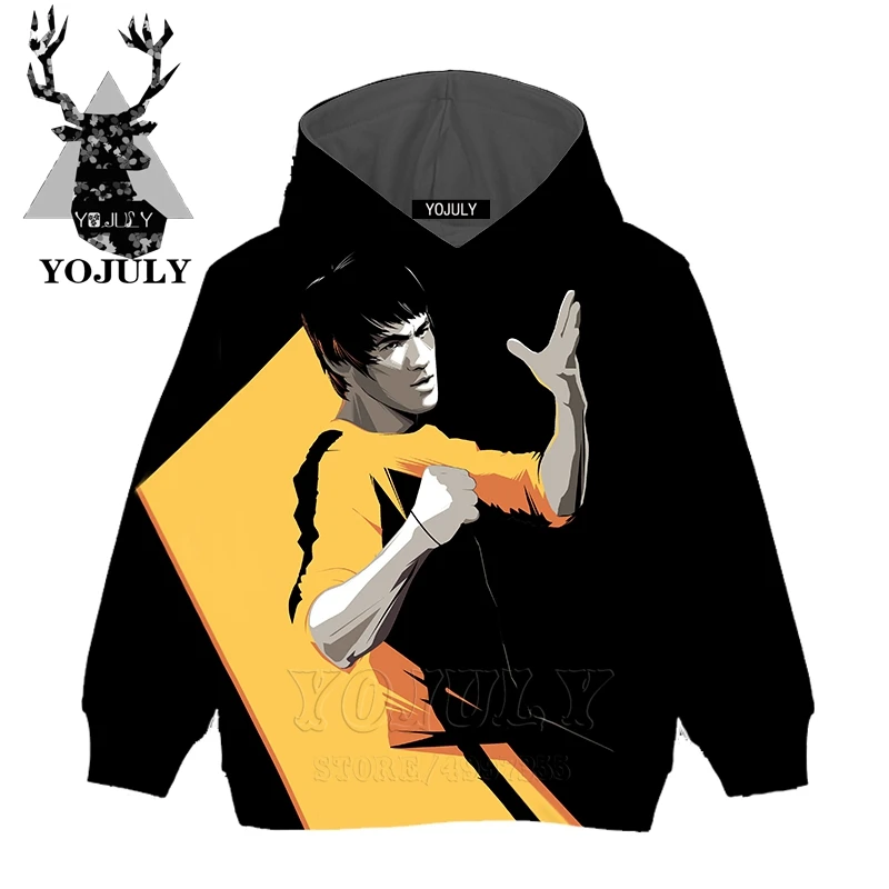Худи YOJULY Kung Fu со звездами Брюса Ли толстовка для мальчиков и девочек худи с 3D