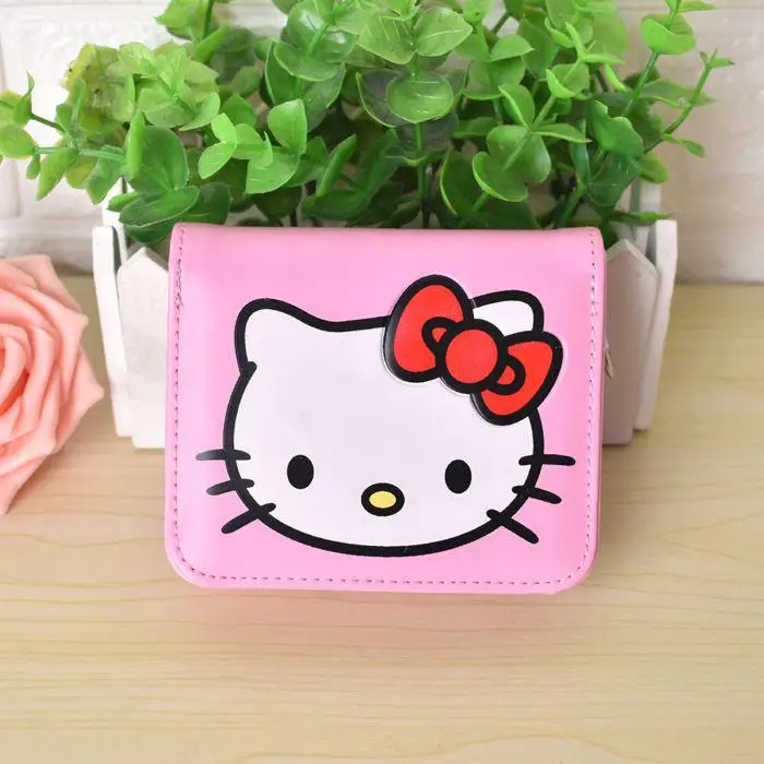 Милый мультфильм hello kitty известный бренд дизайнерский кошелек женские кожаные кошельки для девочек клатч кошелек дамские вечерние кошелек держатель для карт - Цвет: 11cm