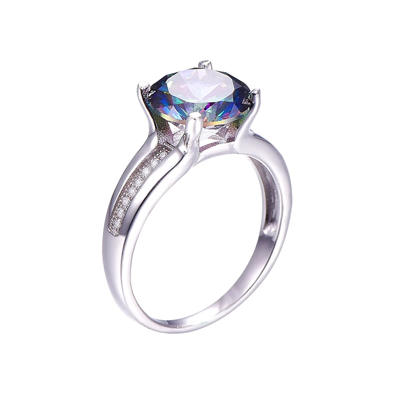 Goede Merk Sieraden 6.3Ct Opvallende Rainbow Fire Mystic Topaz Ring Voor Lady Verjaardagscadeau 925 Solid Sterling Zilver Maat 6 7 8 9