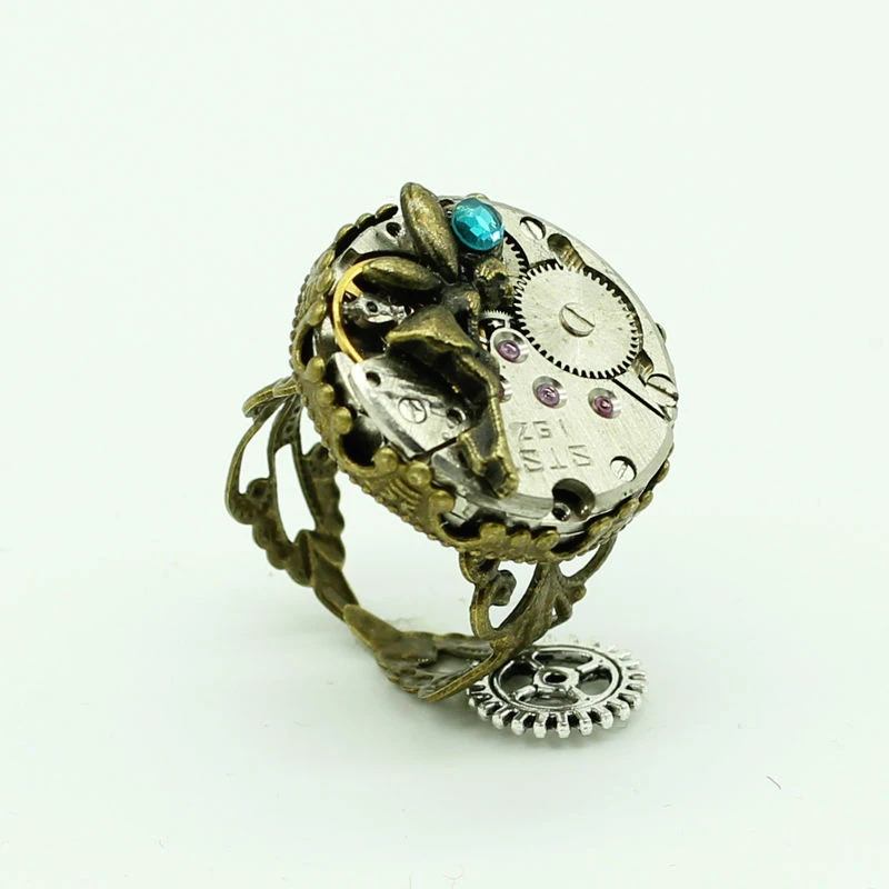 Anillo de movimiento mecánico Punk para mujer, joyería Vintage, gran womenwatches sea - AliExpress
