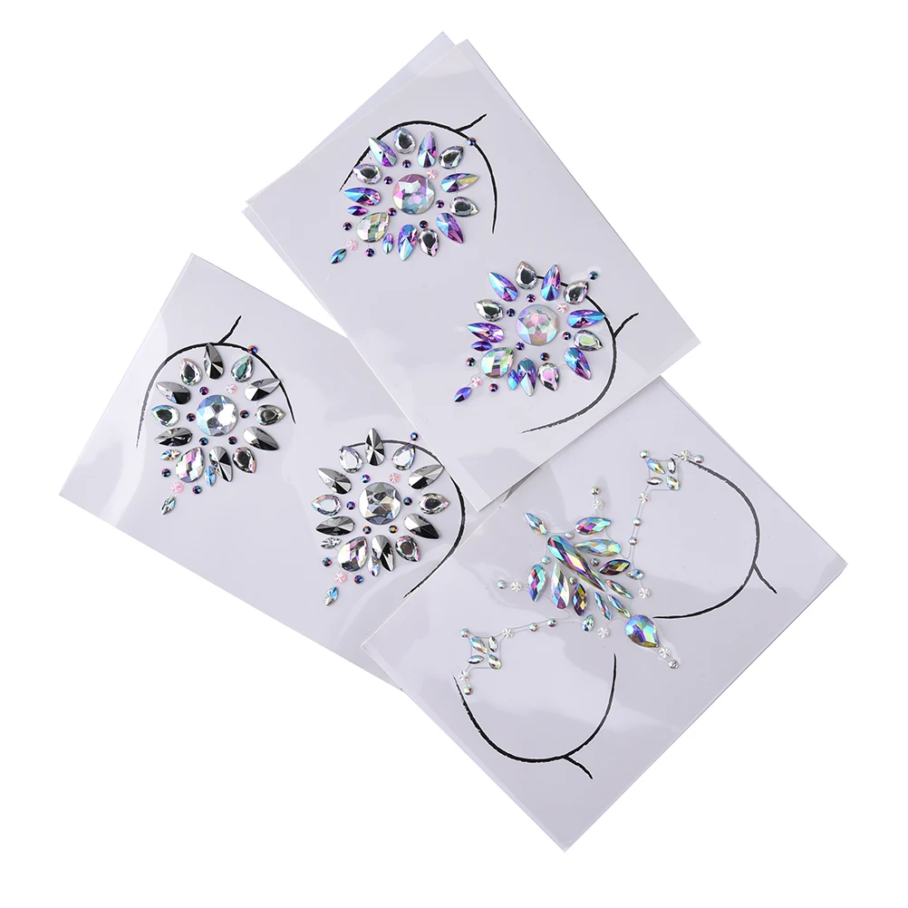 

Boho Style Crystal Glitter Jewels Chest Tattoo Sticker Bindi Self Adhesive Gems Tattoos Party Stage Beauty Makeup