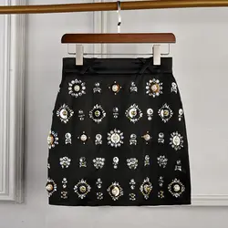 HIGH STREET Новая Мода Взлетно посадочной полосы 2019 дизайнерская юбка Женские Потрясающие страз бисер мини юбка