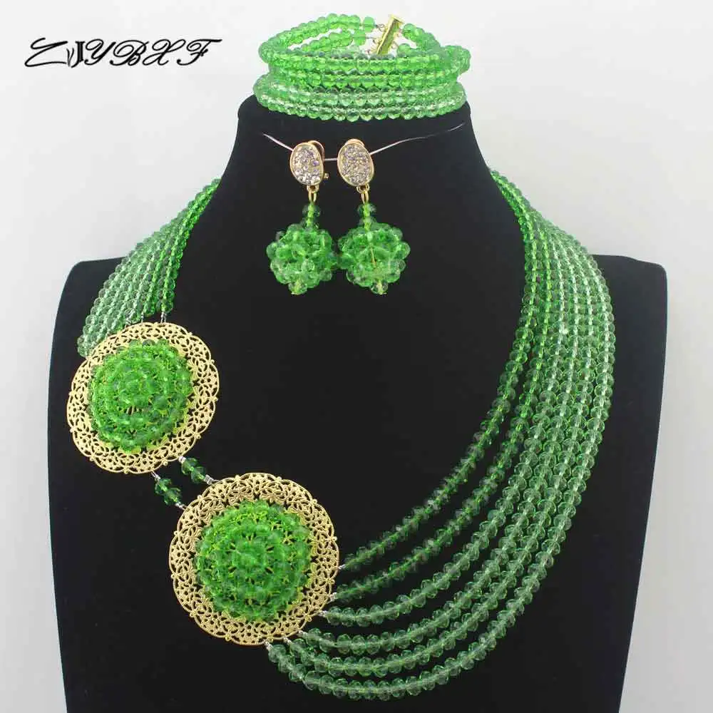 New Green/Light green African Party Crystal Beads Jewelry Sets Nigerian Bridal Wedding Free Shipping L0059 | Украшения и