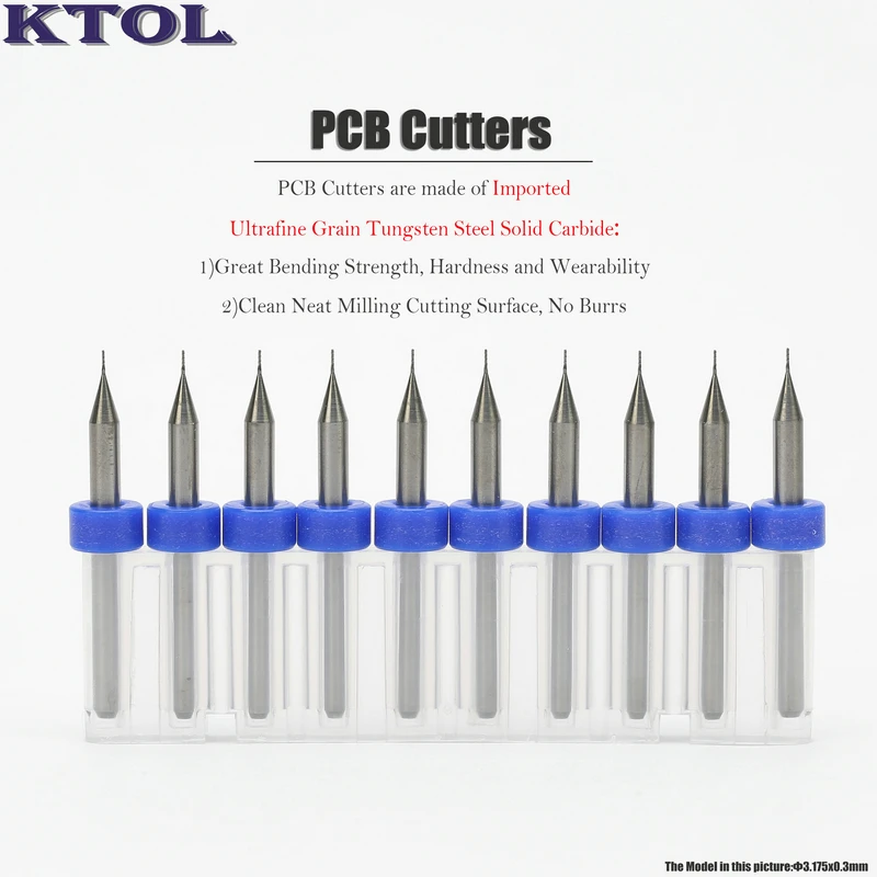 

3.175*0.3MM Solid Carbide PCB Milling Bits Cutter Tool,Printed Circuit Board Cutter PCB Mill CNC Router Bits Tools for Cutting