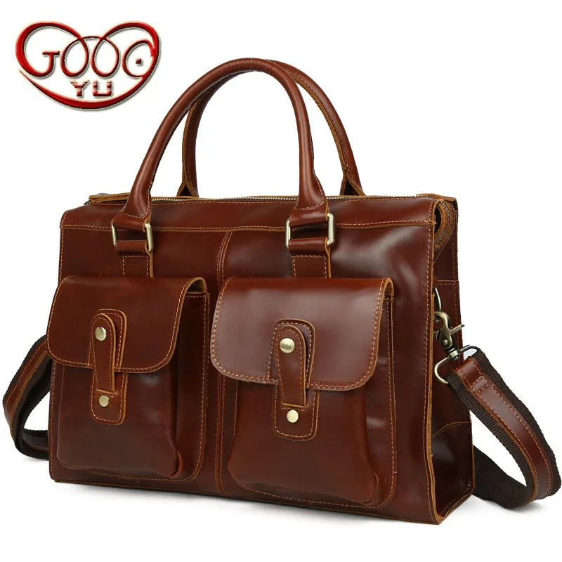 

Europe and the United States British retro men's leather shoulder bag handbag horizontal large-capacity business briefcases