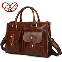 Europe and the United States British retro men s leather shoulder bag handbag horizontal large capacity