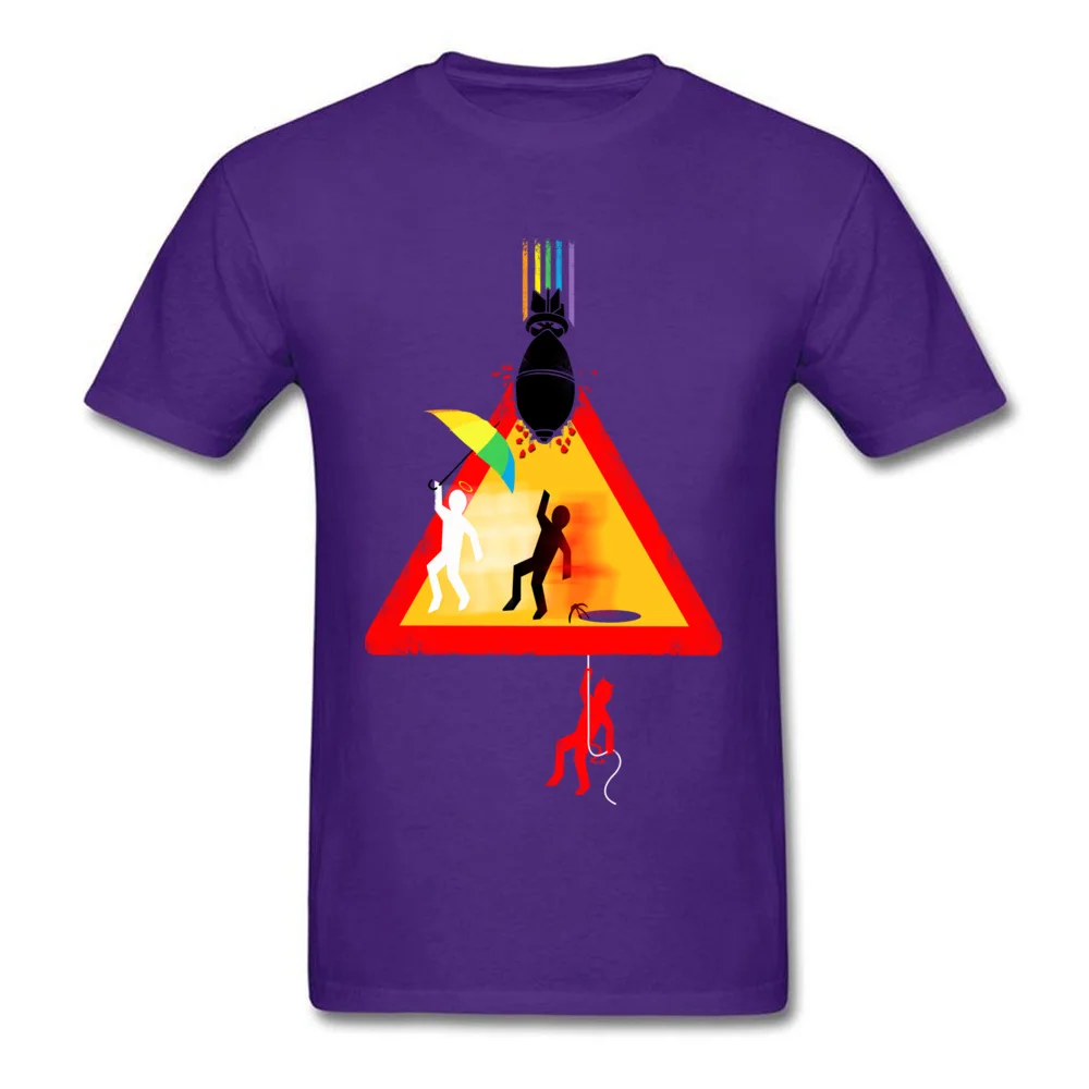 Casual Beware of Falling Object Normal Short Sleeve Autumn Tops & Tees Wholesale O Neck Pure Cotton T-Shirt Men Top T-shirts Beware of Falling Object purple